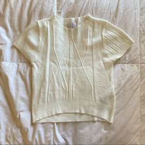 cream/white soft cable knit crop tee